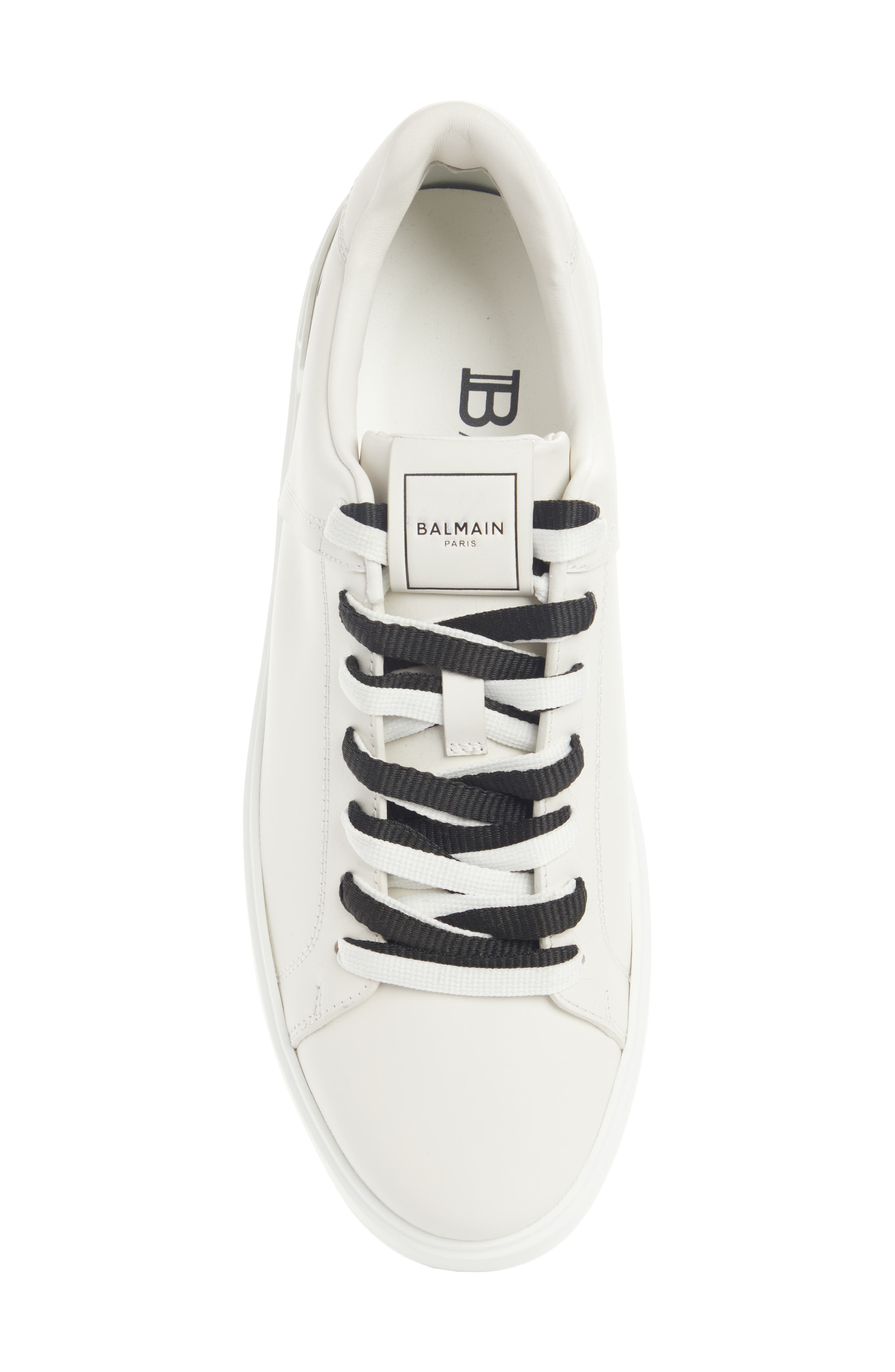 Balmain B Court Logo Print Calfskin Low Top Sneaker, Alternate, color, 