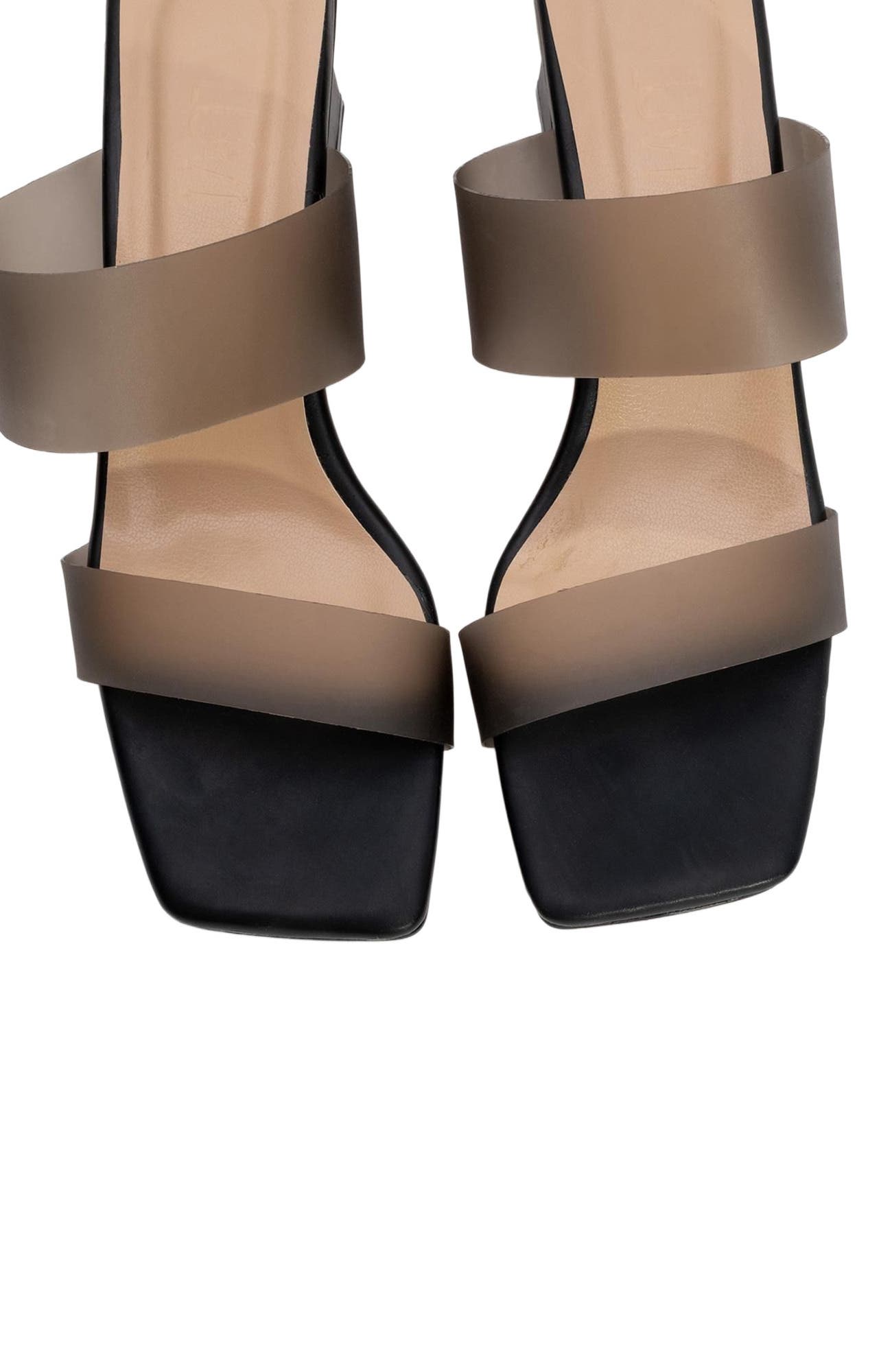 Prologue Shoes Elara Transparent Strap Sandal, Alternate, color, Black Faux Leather