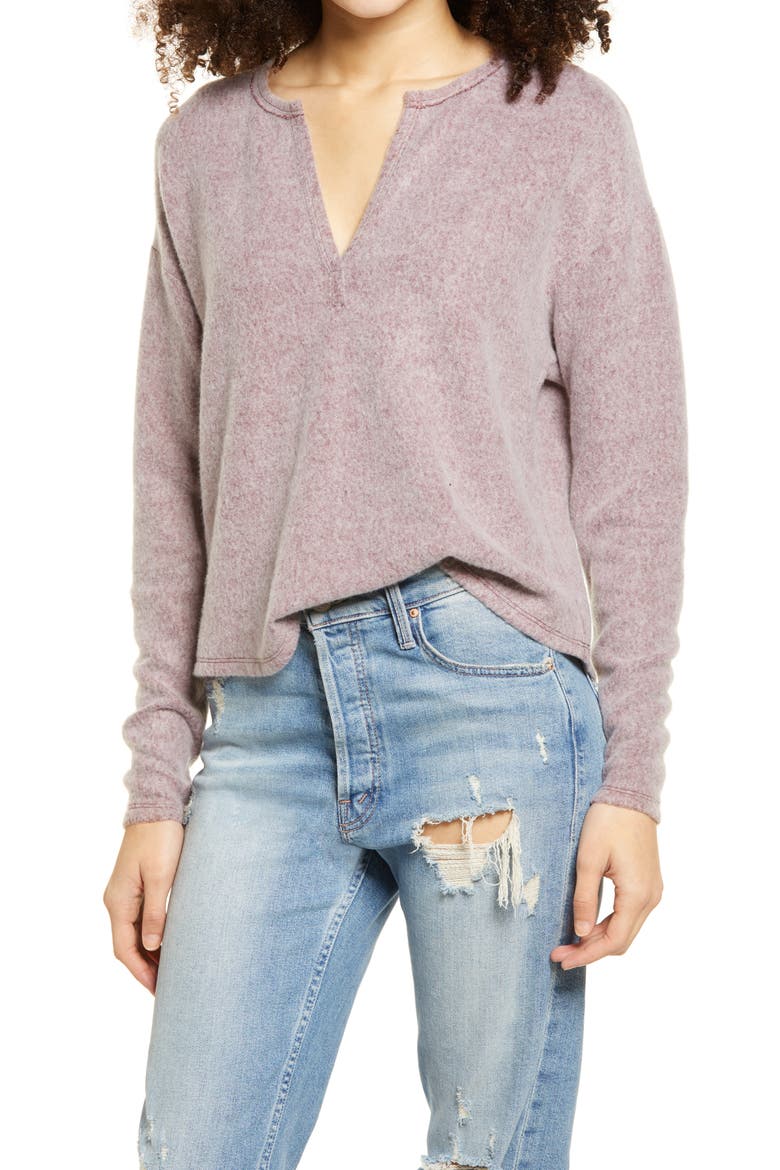 V-Neck Top, Main, color, BURGUNDY