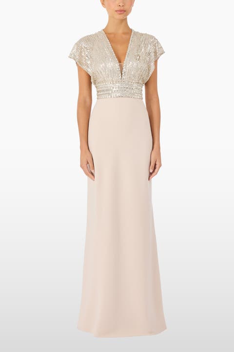 Cary Sequin V-Neck Maxi Dress