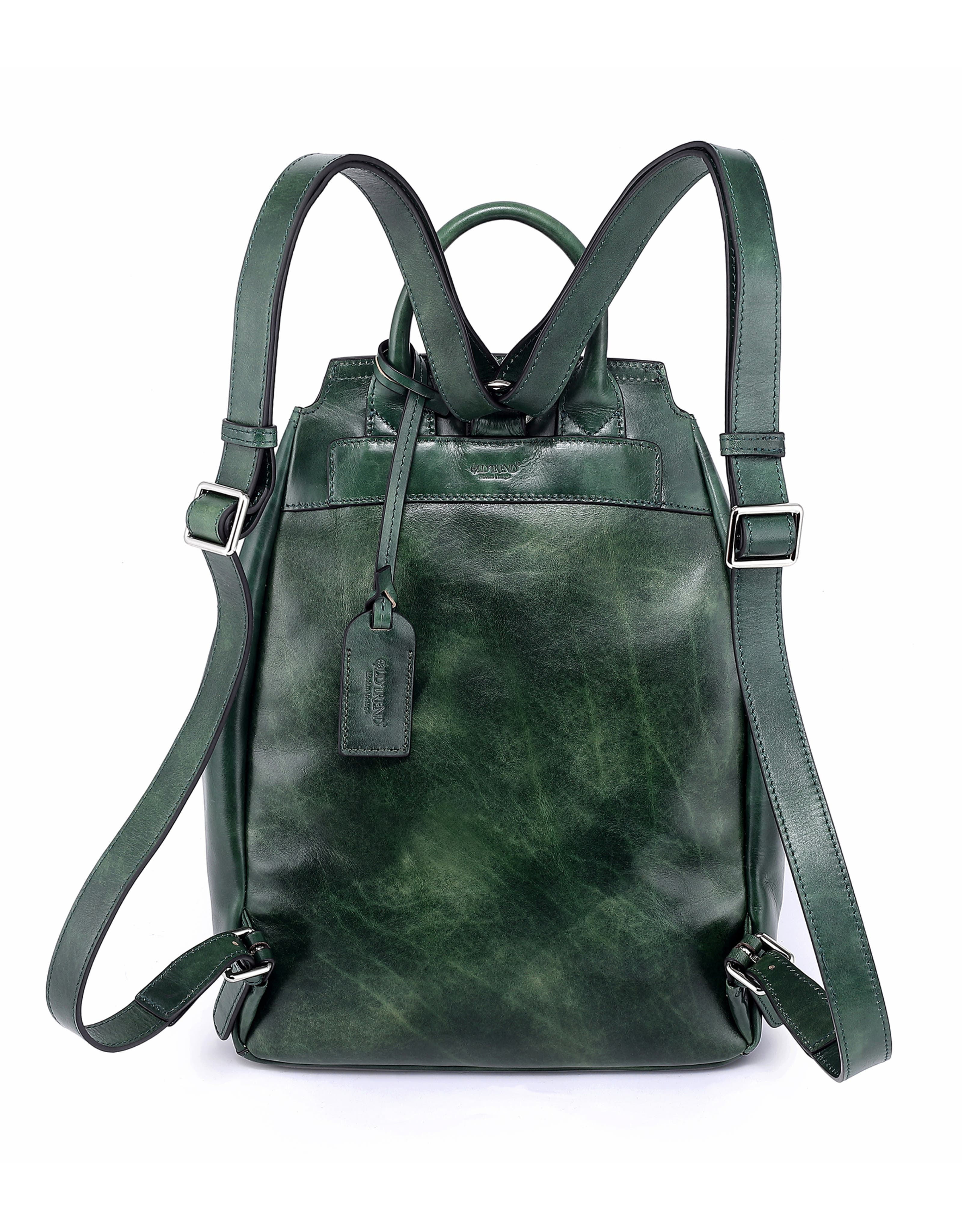 Rock Genuine Leather Foldover Pocket Backpack, Alternate, color, Vintage Green