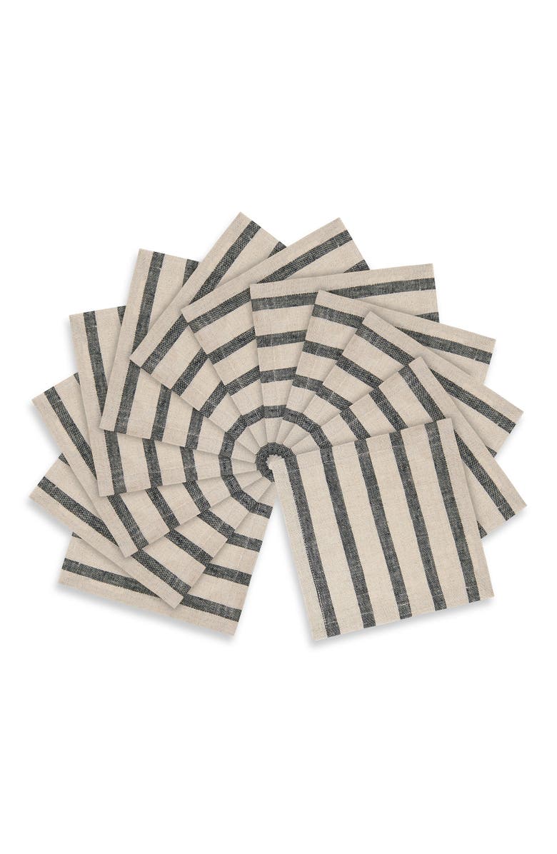 Solino Home Linen Cocktail Napkins - Madison Stripe, 6" x 6", Main, color, 