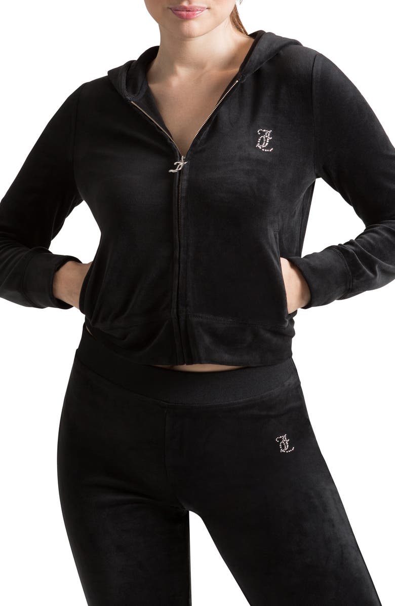 Juicy Couture Hit On Chest Velour Hoodie, Main, color,