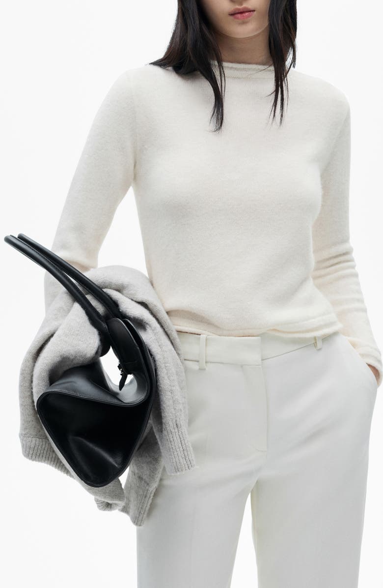 MANGO Button Back Crewneck Sweater, Main, color, 