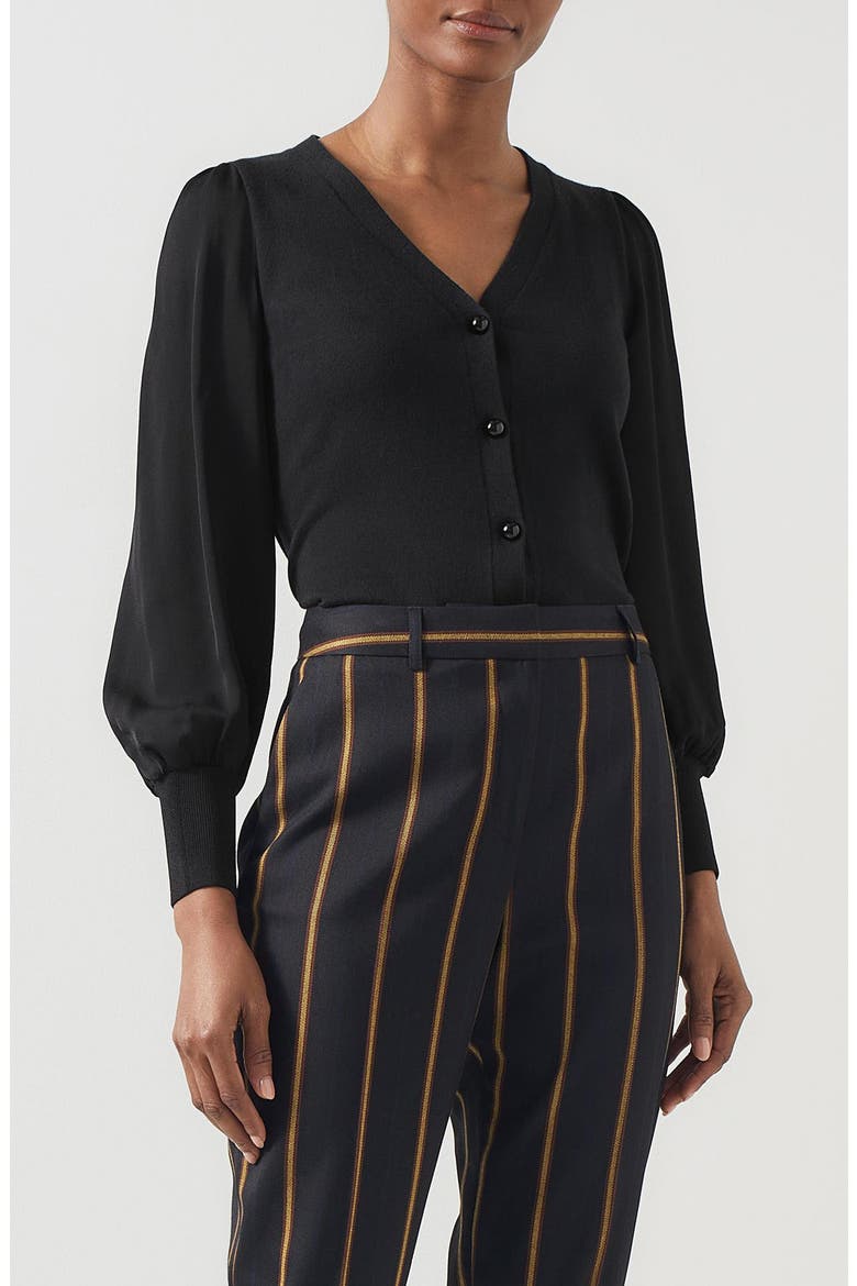 Lucian Mixed Media Cardigan, Main, color, BLACK