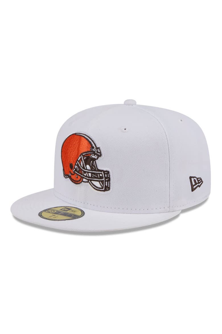 Men's New Era  White Cleveland Browns Omaha 59FIFTY Fitted Hat, Alternate, color, White