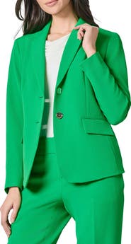 KASPER Notch Collar Stretch Crepe Two-Button Blazer