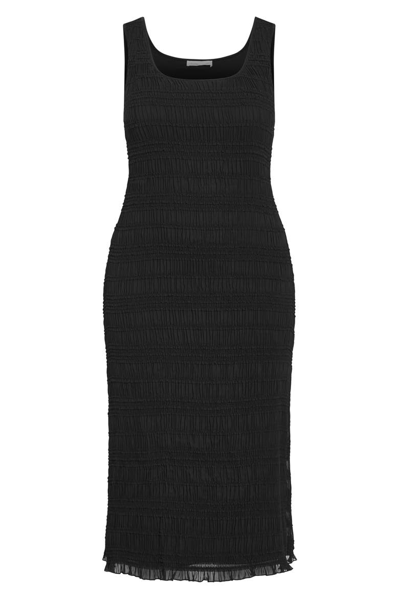 Emelia Smocked Midi Dress, Alternate, color, BLACK