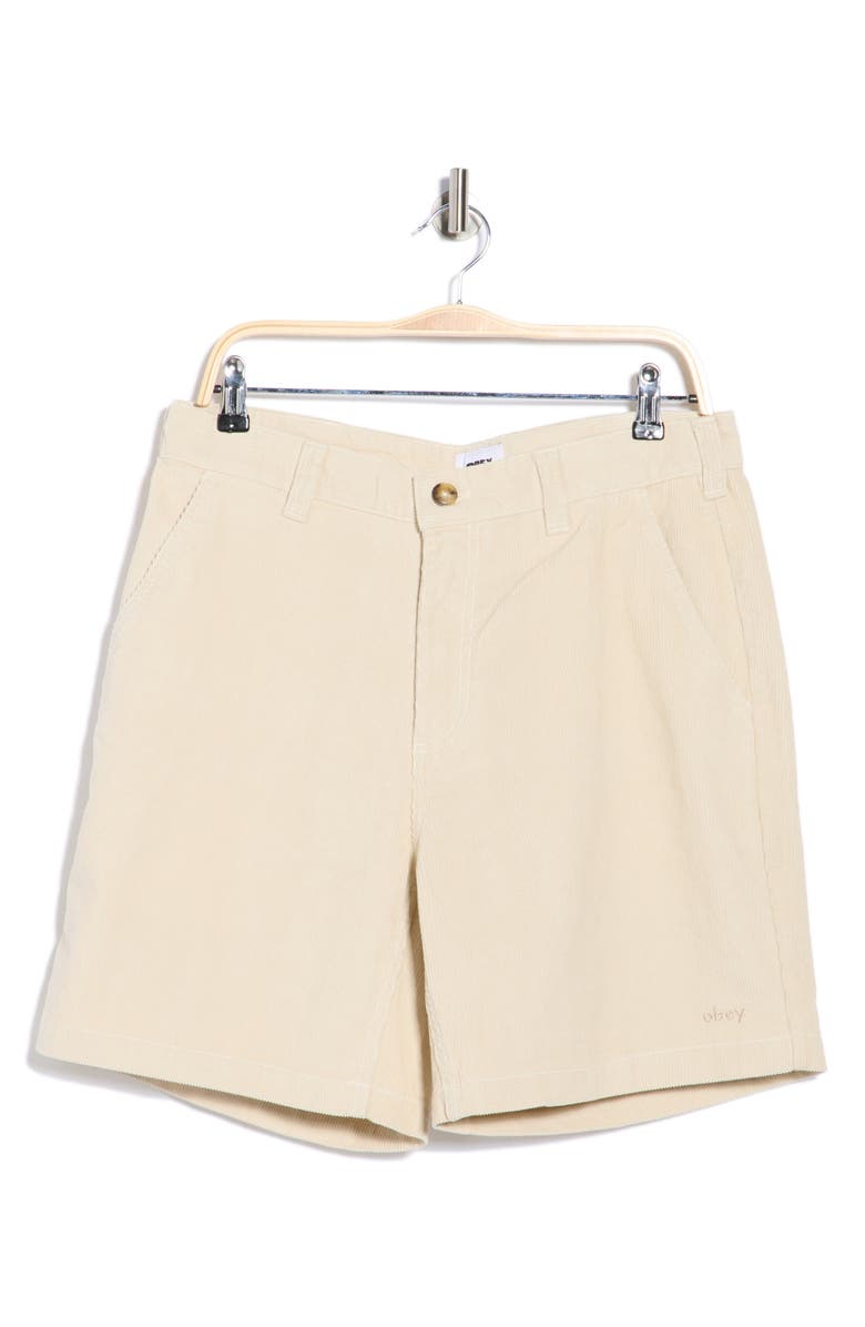 Obey Daily Corduroy Shorts, Main, color, Silver Grey Faded Wash