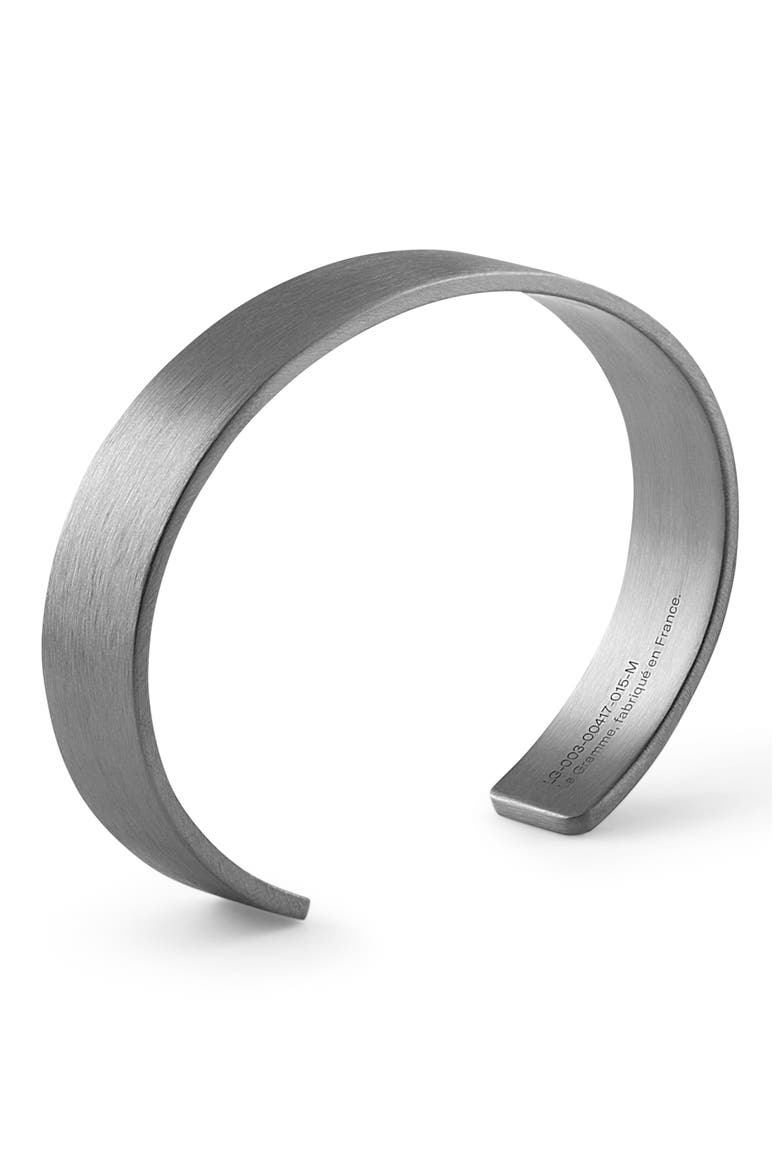 Men's 33G Brushed Sterling Silver Ribbon Cuff Bracelet, Alternate, color, BLACK SILVER