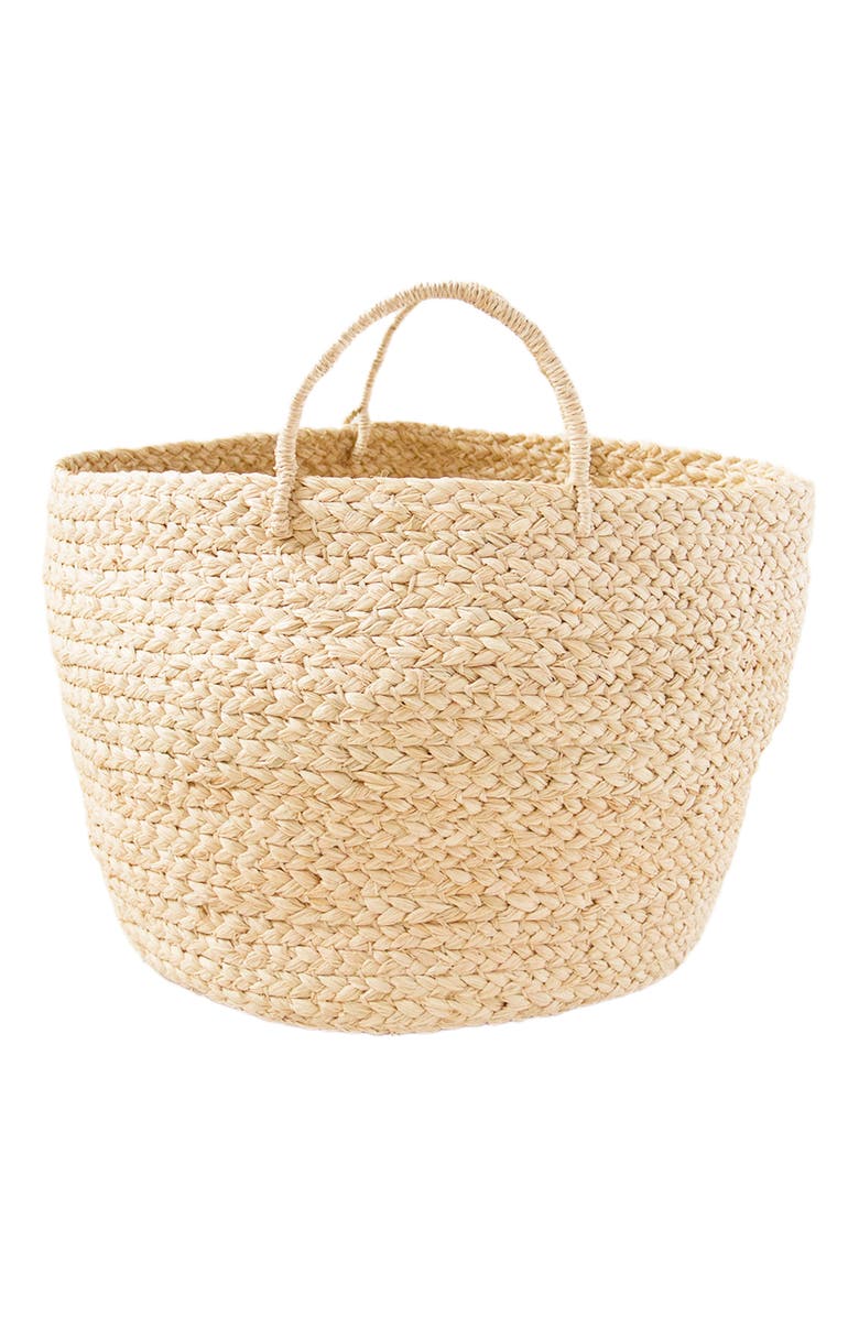 indego africa Small Braided Raffia Basket Natural, Alternate, color, Natural