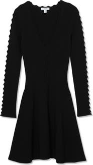 Reiss Orla Long Sleeve Belted Rib Minidress