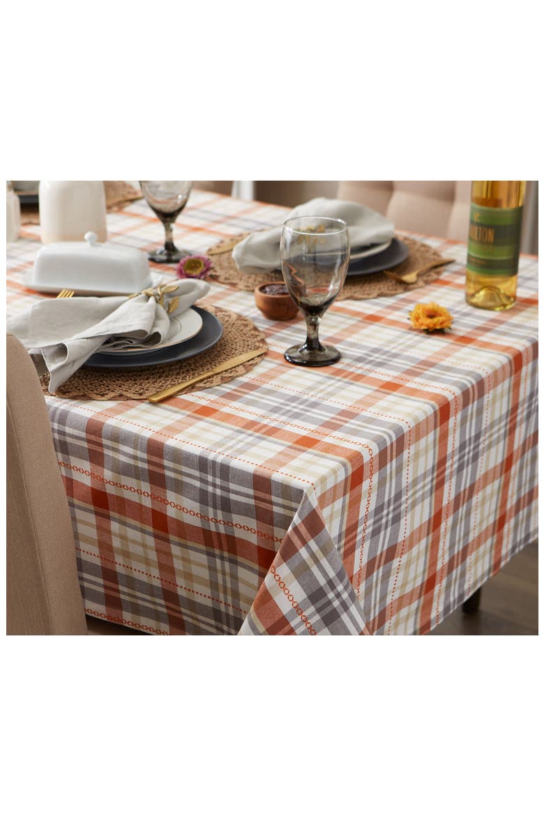 Autumn Afternoon Plaid Cotton Tablecloth, Alternate, color, AUTUMN AFTERNOON PLAID
