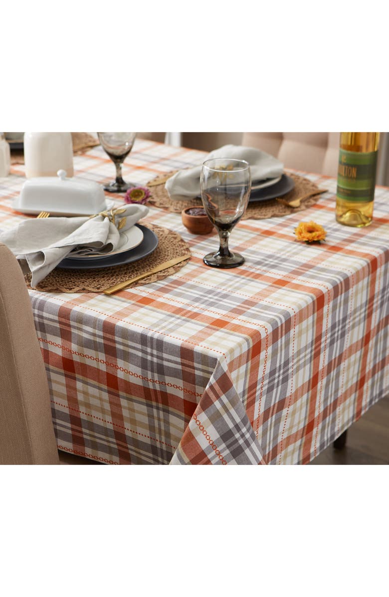 Design Imports Autumn Afternoon Plaid Cotton Tablecloth, Alternate, color, Autumn Afternoon Plaid