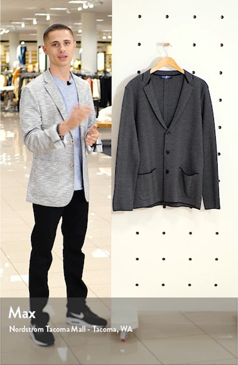 Herringbone Wool Blend Knit Blazer, sales video thumbnail