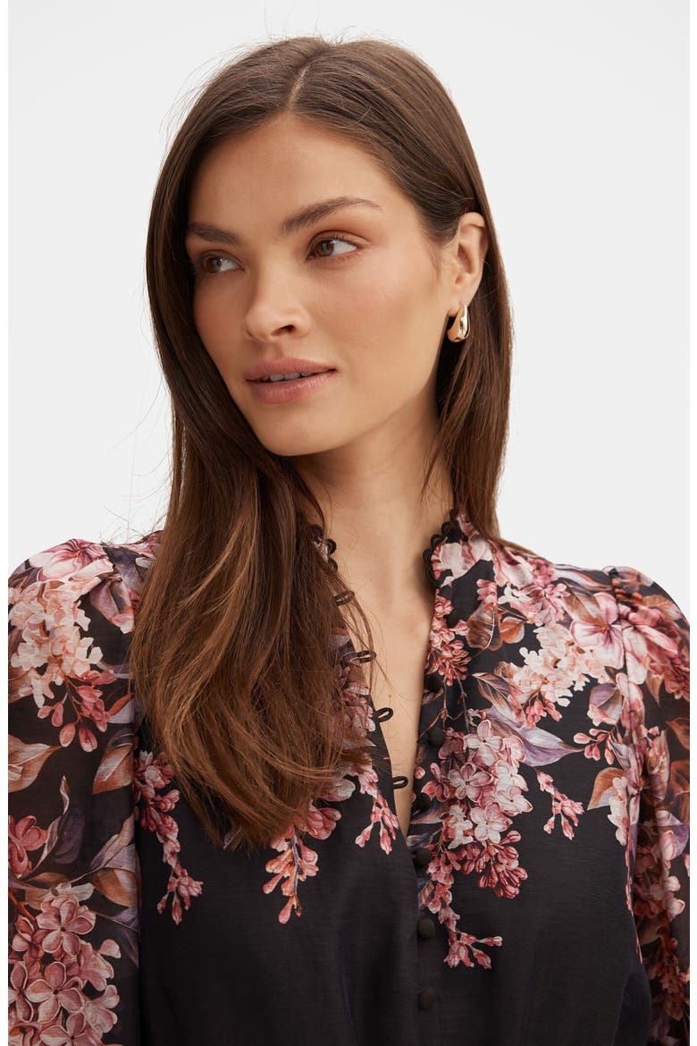 Courtney Floral Long Sleeve Midi Dress, Alternate, color, DARK HILLCROFT FLORAL