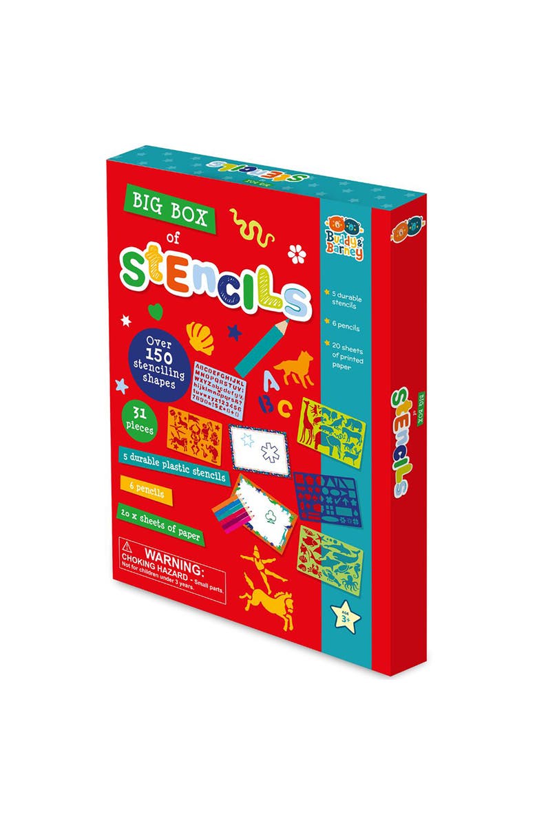 Buddy & Barney Big Box Of Stencils, 31 Piece Coloring Art & Craft Kit, Kids 3+, Main, color, Multicolored