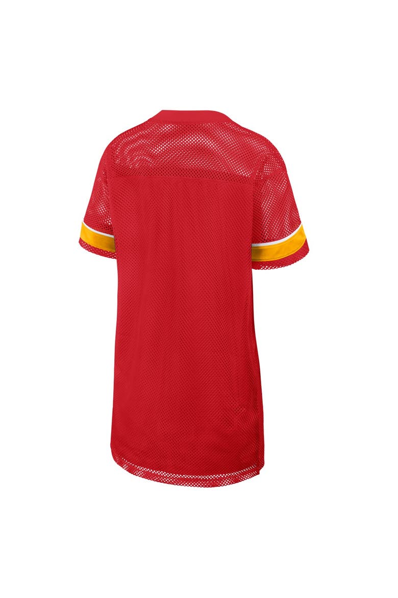 Women's Fanatics  Red Kansas City Chiefs Oversized Team First Deep Route Mesh V-Neck Dress, Alternate, color, Red