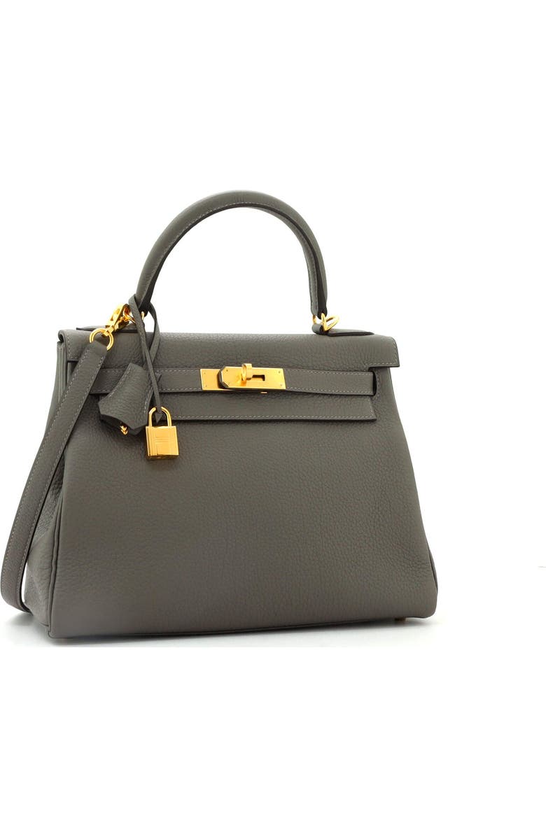 Pre-Owned Hermes Kelly Handbag Grey Clemence with Gold Hardware 28, Alternate, color,