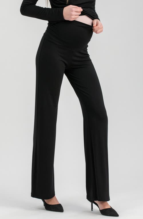 Pietro Brunelli Maternity Maternity Travis Trousers With Ruched Waist And Flared Fit In Black