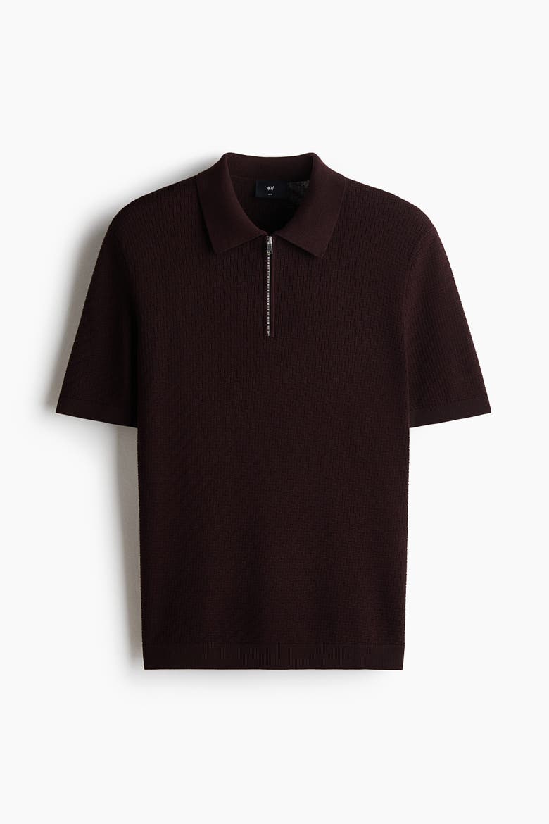 Slim Fit Textured Polo Shirt, Alternate, color, Dark brown