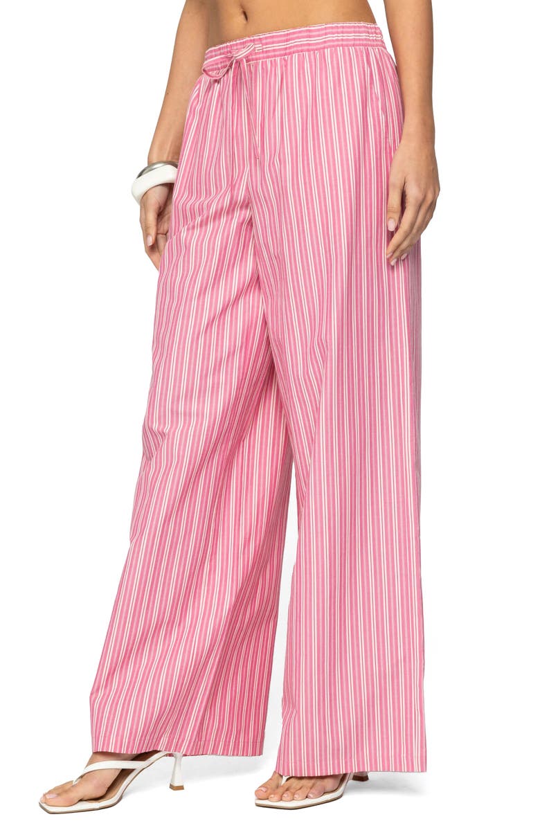 EDIKTED Maggy Stripe Pull-On Wide Leg Pants, Alternate, color, Pink
