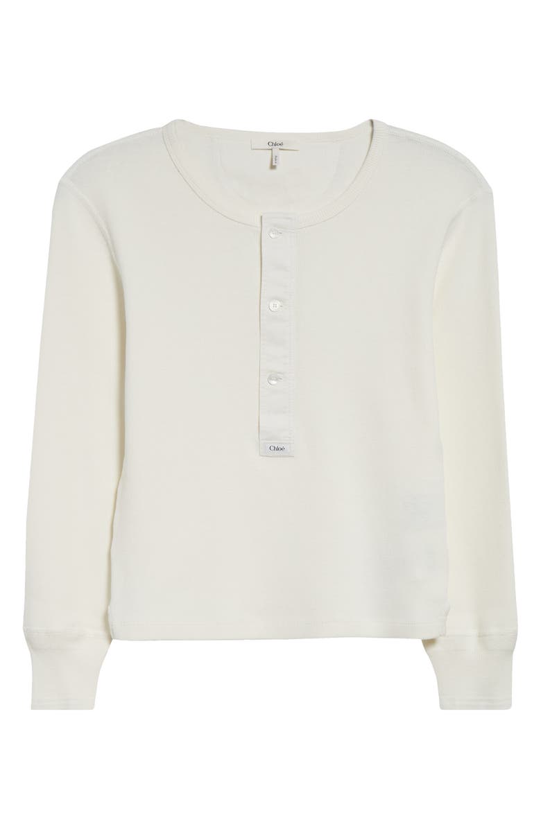 Chloé Cotton Rib Henley, Alternate, color, Iconic Milk