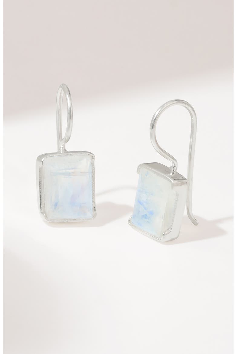 Semiprecious Stone Drop Earrings, Alternate, color, LIGHT BLUE/ WHITE