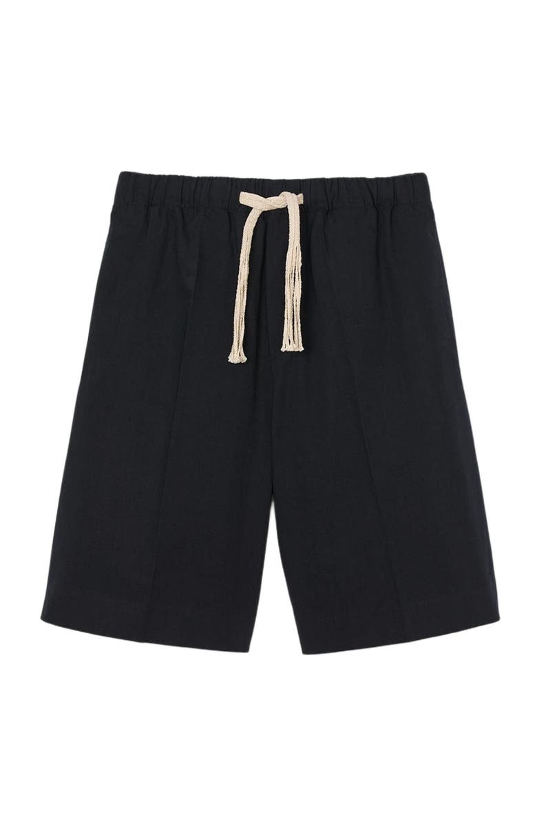 SANDRO Elasticated waist cotton shorts, Alternate, color, Navy Blue