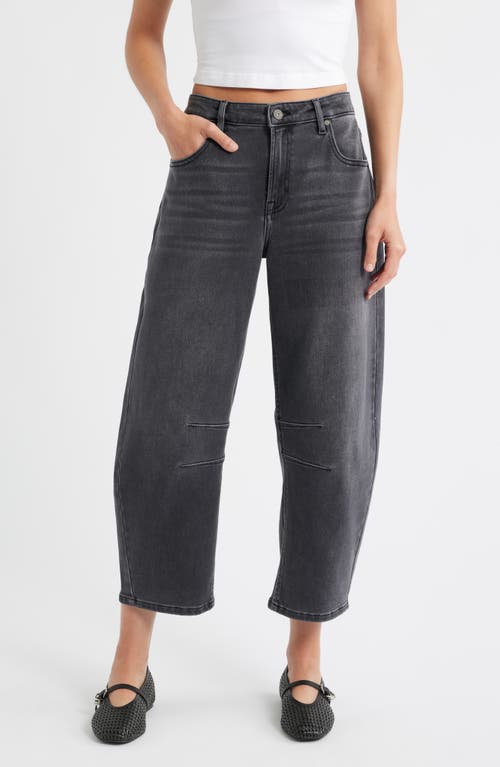 Hidden Jeans Crop Barrel Jeans In Gray