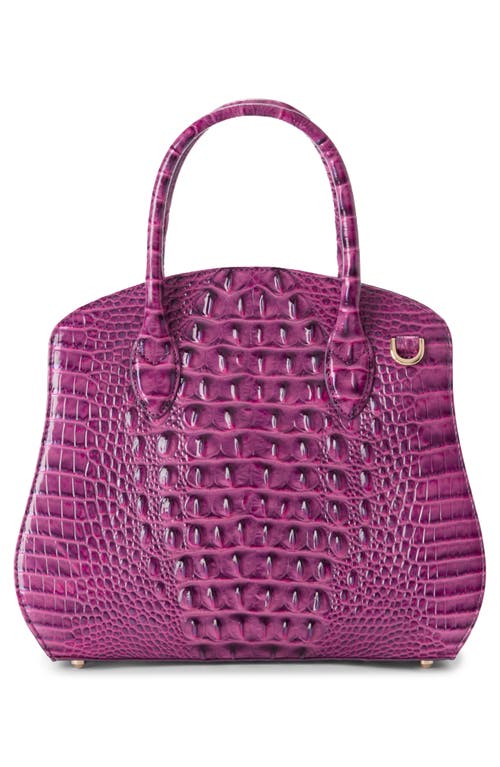Brahmin Rosetta Croc Embossed Leather Satchel In Purple
