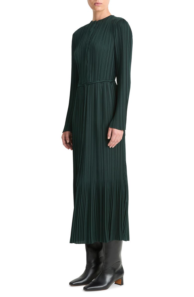 Vince Variegated Pleat Long Sleeve Midi Dress, Alternate, color,