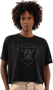 STARTER Women's Starter Black Las Vegas Raiders Rhinestone Sprinkle Boxy Cropped T-Shirt