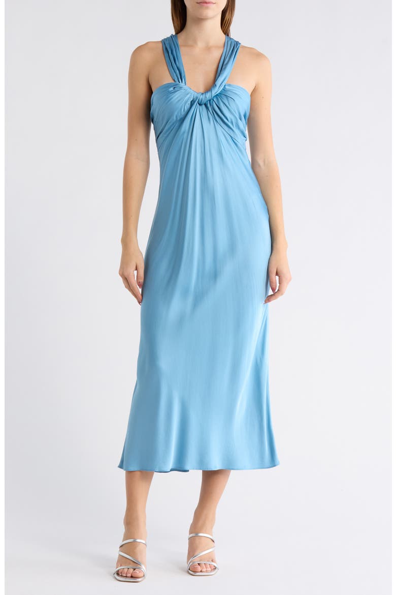 Ivy Satin Midi Dress, Main, color, BLUE LAGOON