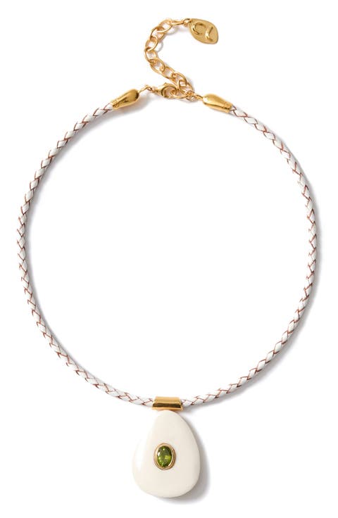 Braided Leather Pendant Necklace
