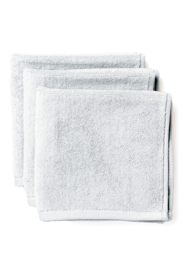 Set of 3 Classic Stretch Face Towels, Main, color, SKY GRAY