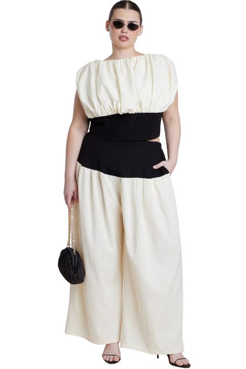 Colorblocked Wide Leg Pant (Plus)