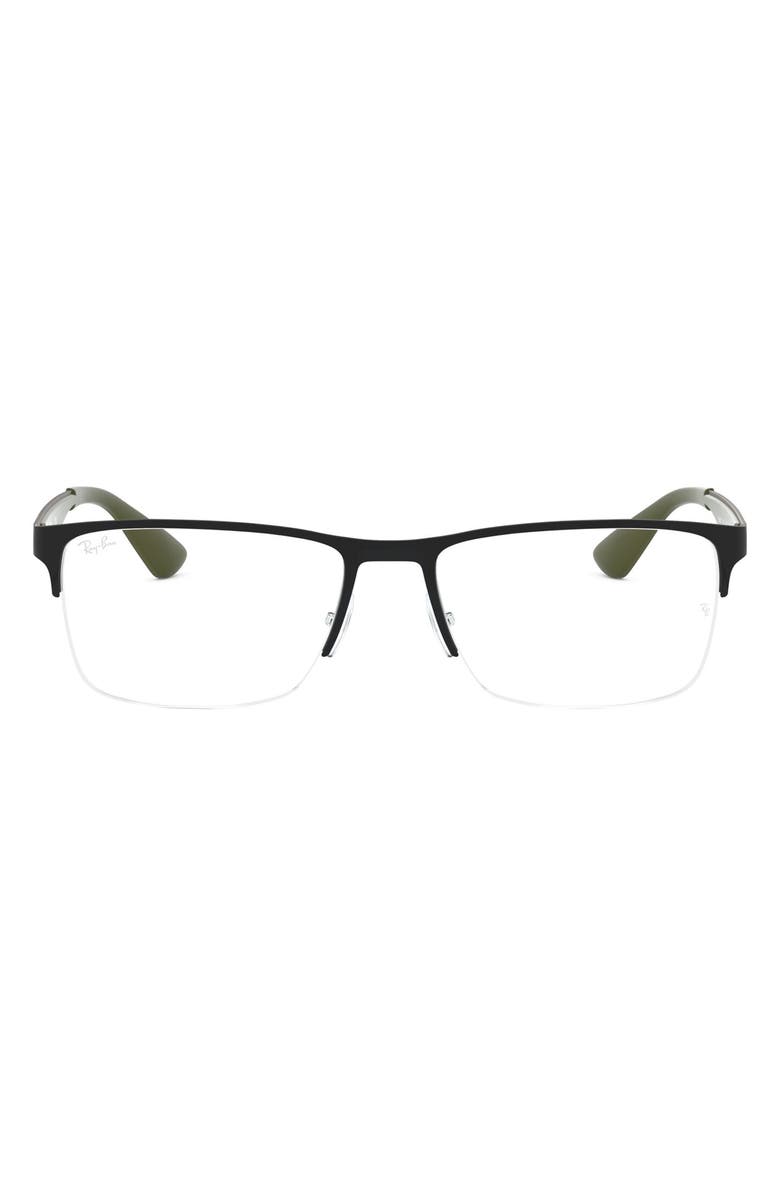Ray-Ban 56mm Rectangle Semi Rimless Optical Glasses, Main, color,