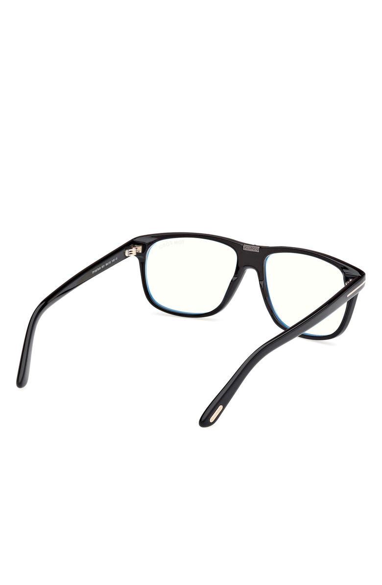 TOM FORD 56mm Pilot Blue Light Blocking Glasses, Alternate, color, Black / T Logo / Blue Block