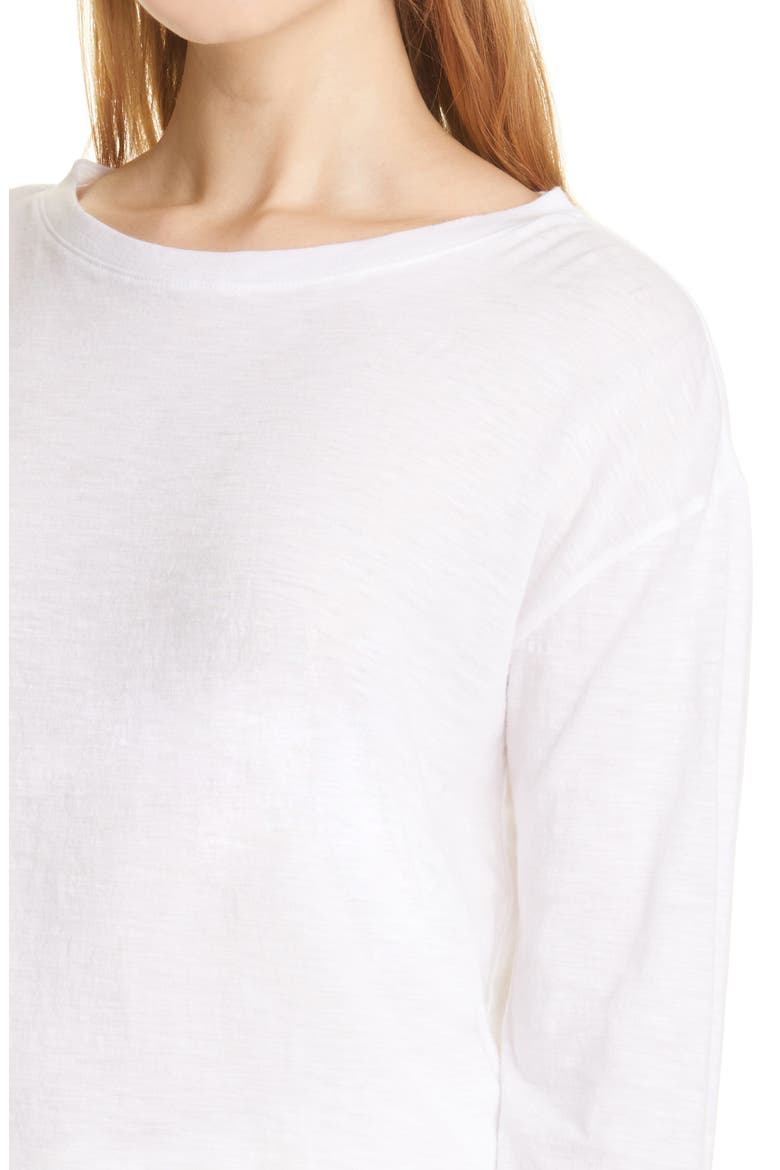 Boxy Long Sleeve Cotton Crewneck Top, Alternate, color, OPTIC WHITE