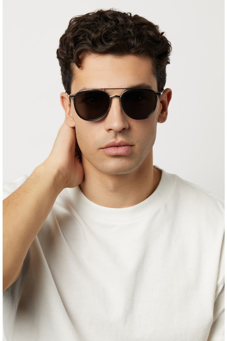 Camden 52mm Polarized Aviator Sunglasses, Alternate, color, GREY