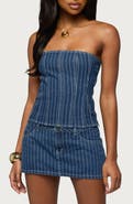 EDIKTED Camelia Strapless Denim Corset Top