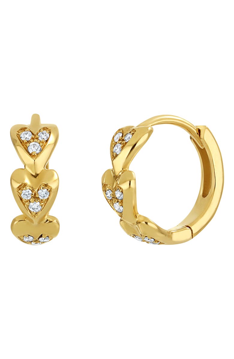 Bony Levy Mika 18K Yellow Gold Diamond Heart Huggie Hoop Earrings, Main, color, 18K Yellow Gold