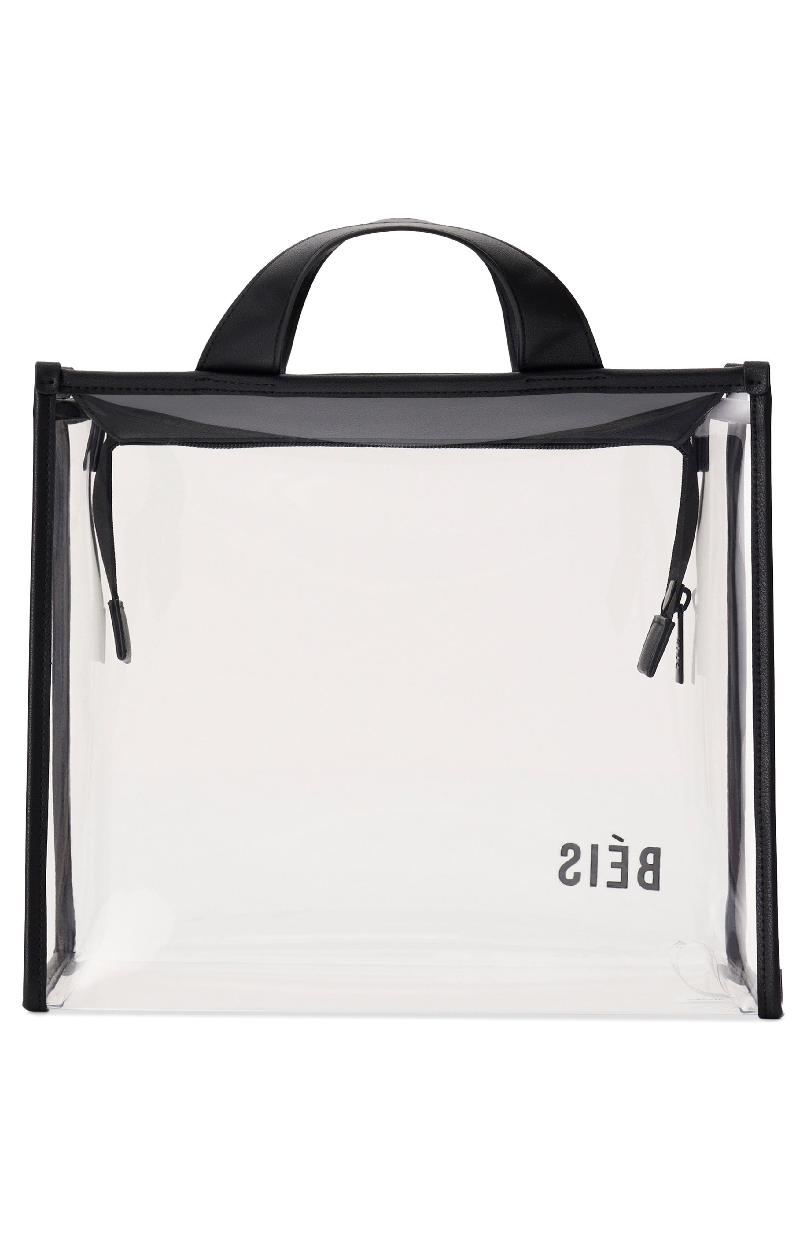 Béis The Clear Stadium Tote, Alternate, color, Black