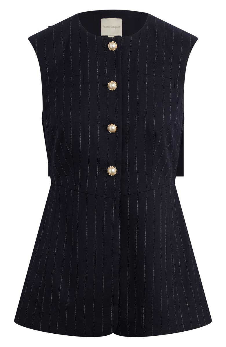 Favorite Daughter The Clocking In Pinstripe Button-Up Blouse, Alternate, color, Navy Pinstripe