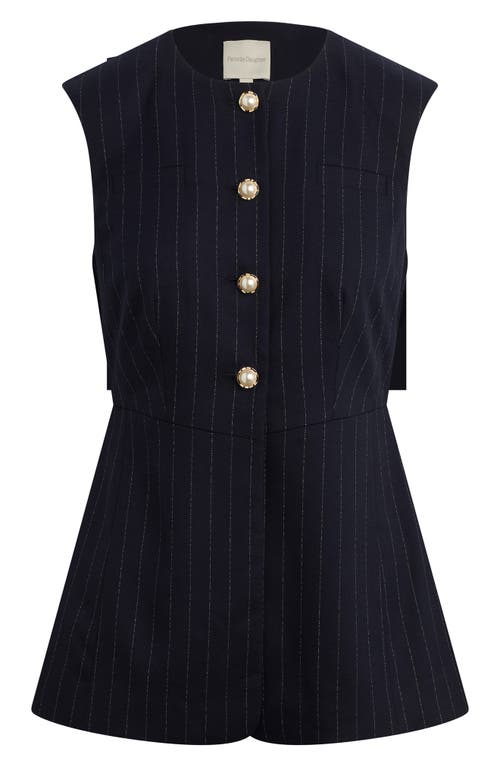 Favorite Daughter The Clocking In Pinstripe Button-up Blouse In Blue
