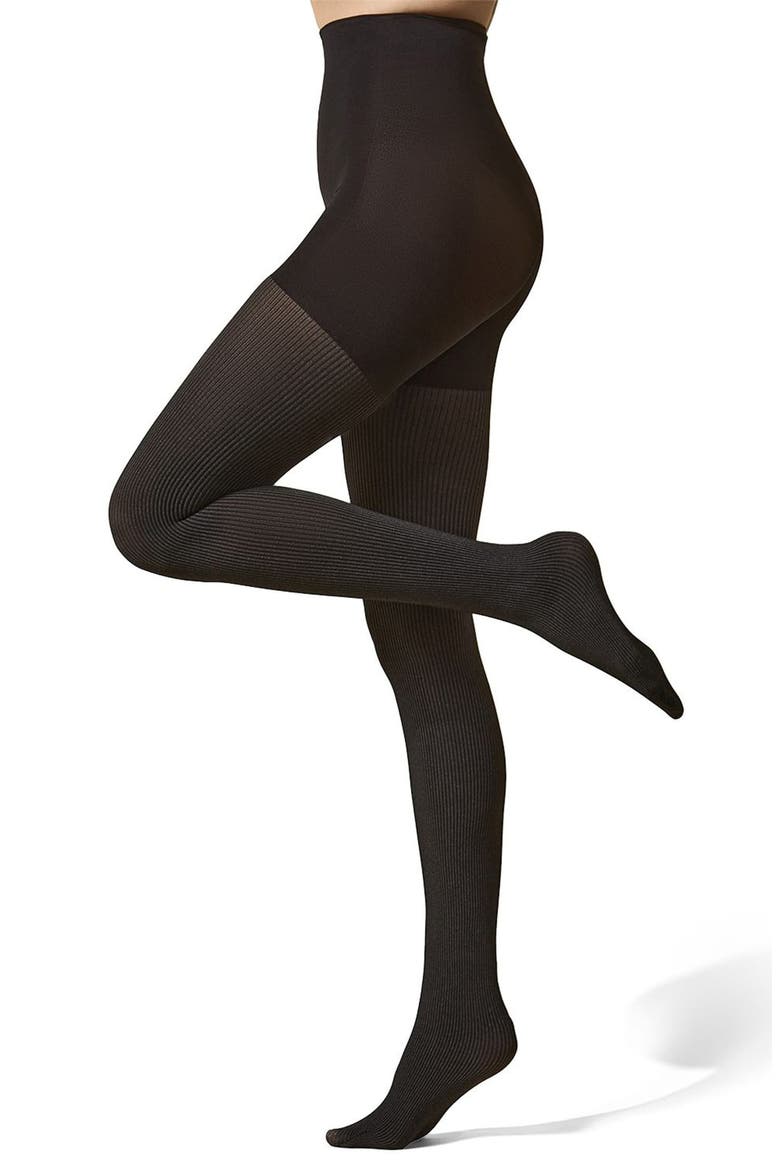 Pin Rib Shaper Tights, Alternate, color, BLACK