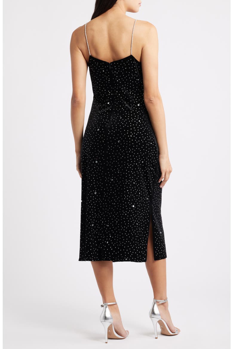 Velvet Rhinestone Embellished Midi Slipdress, Alternate, color, BLACK
