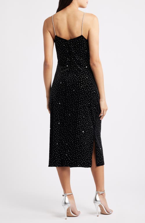 Sam Edelman Velvet Rhinestone Embellished Midi Slipdress In Black