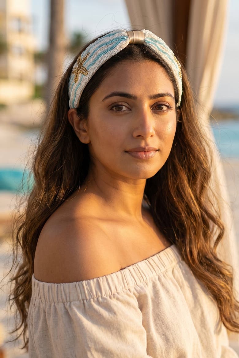 Coastal Tide Knotted Headband, Alternate, color, Turquoise